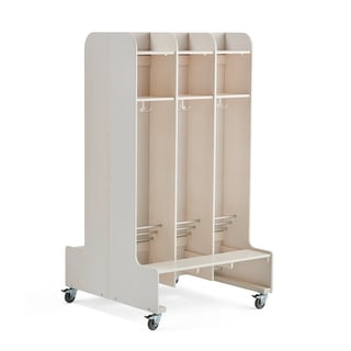 Cloakroom unit EBBA, double sided, mobile, 6 sections, white