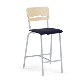 Classroom chair SCIENTIA, wide seat, H 650 mm, birch with padded seat