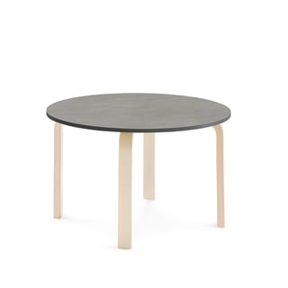 Table ELTON, Ø 900x530 mm, dark grey linoleum, birch