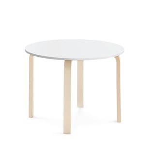 Table ELTON, Ø 900x640 mm, white laminate, birch