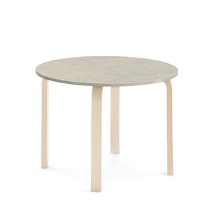 Table ELTON, Ø 900x640 mm, grey linoleum, birch