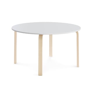 Table ELTON, Ø 1200x640 mm, white laminate, birch