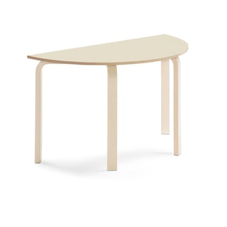Stół ELTON, półokrągły, 1200x600x710 mm, brzoza laminat, brzoza