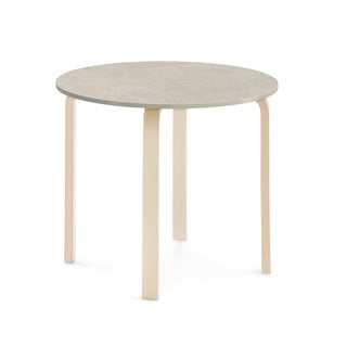 Stół ELTON, Ø 900x710 mm, szare linoleum, brzoza