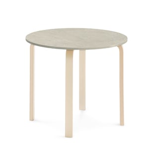 Pöytä ELTON, Ø 900x710 mm, harmaa linoleumi, koivu