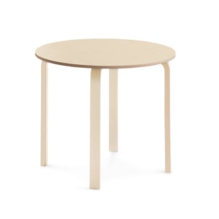 Stôl ELTON, Ø 900x710 mm, linoleum - béžová, breza