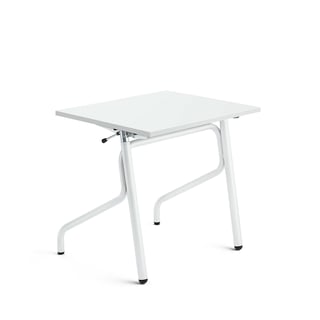 Höj- och sänkbart elevbord ADJUST, 700x600 mm, HPL, vit, vit