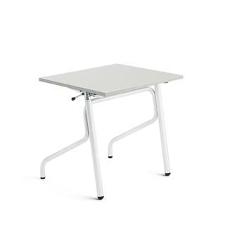 Sitz-Steh-Schülertisch ADJUST, 700x600 mm, Hochdrucklaminat, grau, weiß