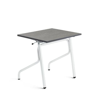 Augstumā regulējams skolēnu galds ADJUST, 700x600 mm, linolejs, tumši pelēks, balts