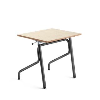 Höj- och sänkbart elevbord ADJUST, 700x600 mm, linoleum, beige, antracitgrå