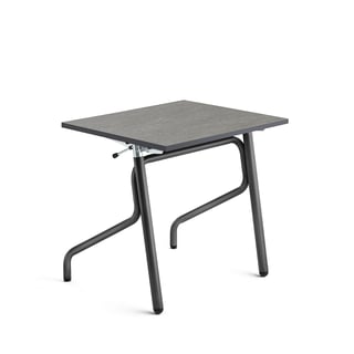 Sitz-Steh-Schülertisch ADJUST, 700x600 mm, Linoleum, dunkelgrau, anthrazit