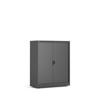 Jalusiskåp STUDIO, 1200x1000x420 mm, svart med svarta dörrar