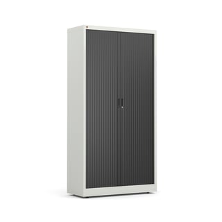 Jalusiskåp STUDIO, 1950x1000x420 mm, grå med svarta dörrar