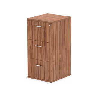 Filing cabinet RECORD, 3 drawers, 1125x500x600 mm, walnut laminate