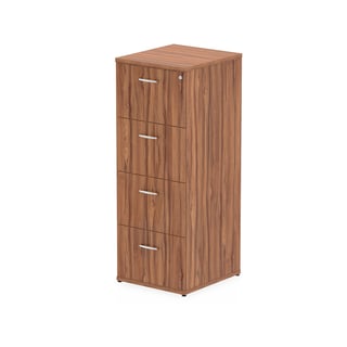 Filing cabinet RECORD, 4 drawers, 1445x500x600 mm, walnut laminate