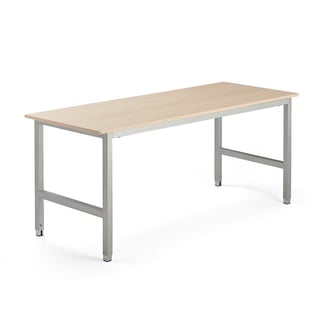 Stół do pracy OPTION, 1800x700x720-900 mm, brzoza, srebrny