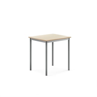 Stůl SONITUS, 700x600x720 mm, stříbrné nohy, HPL deska tlumící hluk, bříza