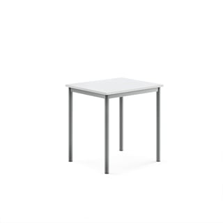Stół SONITUS, 700x600x720 mm, laminat HPL biały, szary aluminium