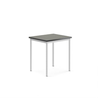 Pöytä SONITUS, ääntä vaimentava linoleumi, 700x600x720 mm, tummanharmaa, valkoinen