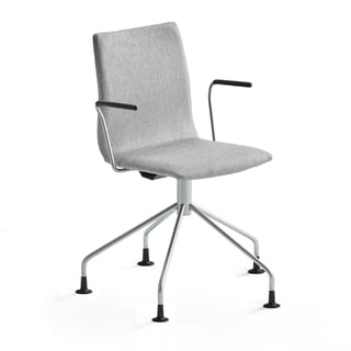 Conference chair OTTAWA, spider legs + armrests, silver grey fabric, grey