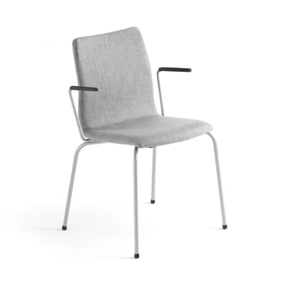 Conference chair OTTAWA, armrests, silver grey fabric, grey