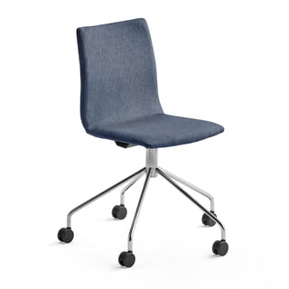 Konferenčná stolička OTTAWA, s kolieskami, modrá/chróm