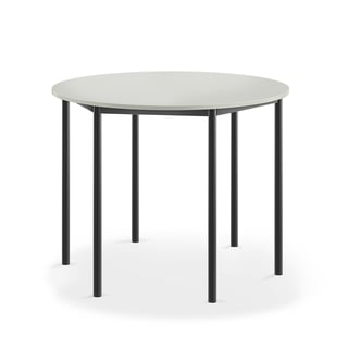 Desk SONITUS, round, Ø1200x760 mm, grey laminate, anthracite