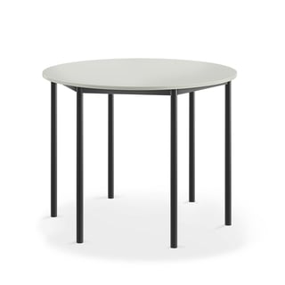 Desk BORÅS, round, Ø 1200x900 mm, grey laminate, anthracite