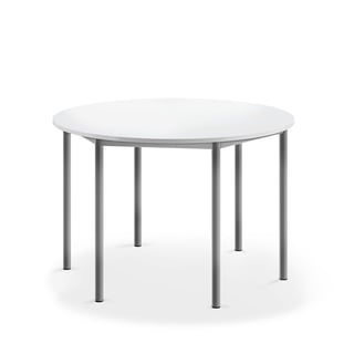 Stół BORÅS, okrągły, Ø1200x760 mm, biały laminat, szary aluminium