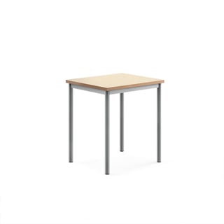 Stůl SONITUS, 700x600x760 mm, stříbrné nohy, deska s linoleem, béžová