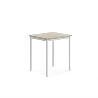 Pöytä SONITUS, 700x600x760 mm, vaaleanharmaa linoleumi, valkoinen