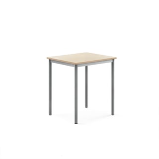 Stůl SONITUS, 700x600x760 mm, stříbrné nohy, HPL deska, bříza