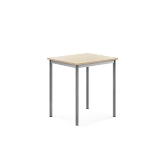 Desk SONITUS, 700x600x760 mm, birch high pressure laminate, alu grey