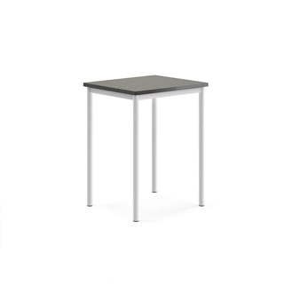 Pöytä SONITUS, ääntä vaimentava linoleumi, 700x600x900 mm, tummanharmaa, valkoinen