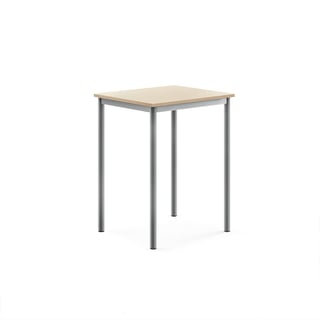 Desk SONITUS, 700x600x900 mm, birch high pressure laminate, alu grey