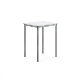 Desk SONITUS, 700x600x900 mm, white high pressure laminate, alu grey
