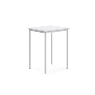 Pöytä SONITUS, korkeapainelaminaatti HPL, 700x600x900 mm, valkoinen, valkoinen