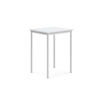 Pöytä SONITUS, 700x600x900 mm, korkeapainelaminaatti HPL, valkoinen, valkoinen