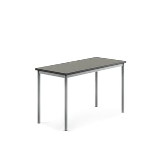 Desk SONITUS, 1200x600x720 mm, dark grey linoleum, alu grey