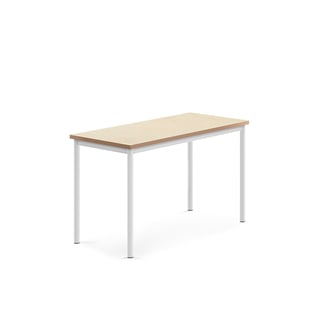 Stół SONITUS, 1200x600x720 mm, beżowe linoleum, biały