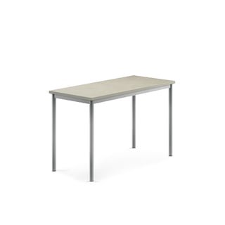 Desk SONITUS, 1200x600x760 mm, light grey linoleum, alu grey