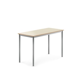 Skrivebord SONITUS, 1200x600x760 mm, birk højtrykslaminat, alu grå