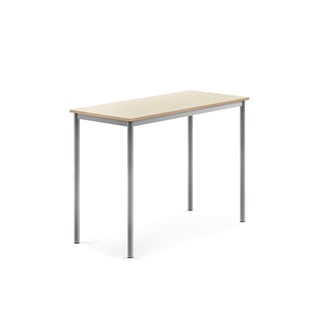 Pöytä SONITUS, 1200x600x900 mm, korkeapainelaminaatti HPL, koivu, hopeanharmaa