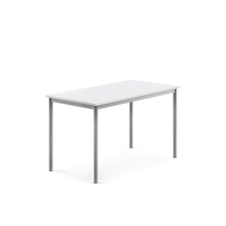 Desk SONITUS, 1200x700x720 mm, white high pressure laminate, alu grey