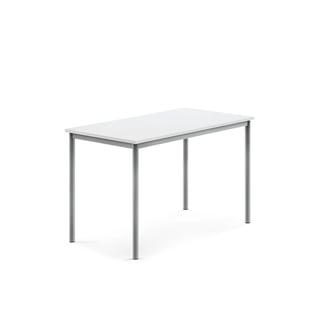 Bord SONITUS, 1200x700x760 mm, sølvfarvet stel, lyddæmpende HPL, hvid