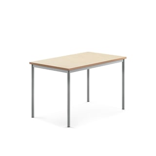 Stůl SONITUS, 1200x800x760 mm, stříbrné nohy, deska s linoleem, béžová