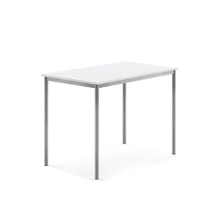 Tisch SONITUS, 1200x800x900 mm, Hochdrucklaminat weiß, alugrau