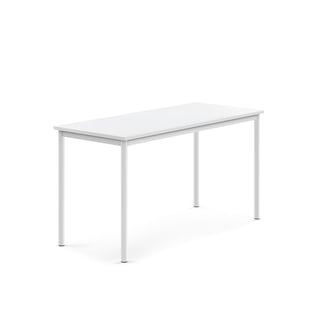 Skrivebord SONITUS, 1400x600x720 mm, hvid højtrykslaminat, hvid