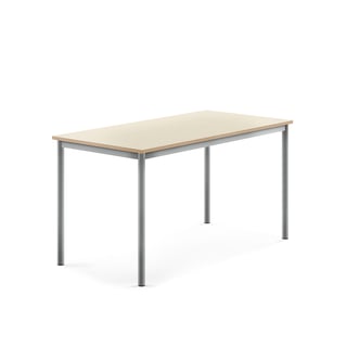 Stůl SONITUS, 1400x700x720 mm, stříbrné nohy, HPL deska tlumící hluk, bříza
