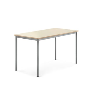 Skrivebord SONITUS, 1400x700x760 mm, birk højtrykslaminat, alu grå